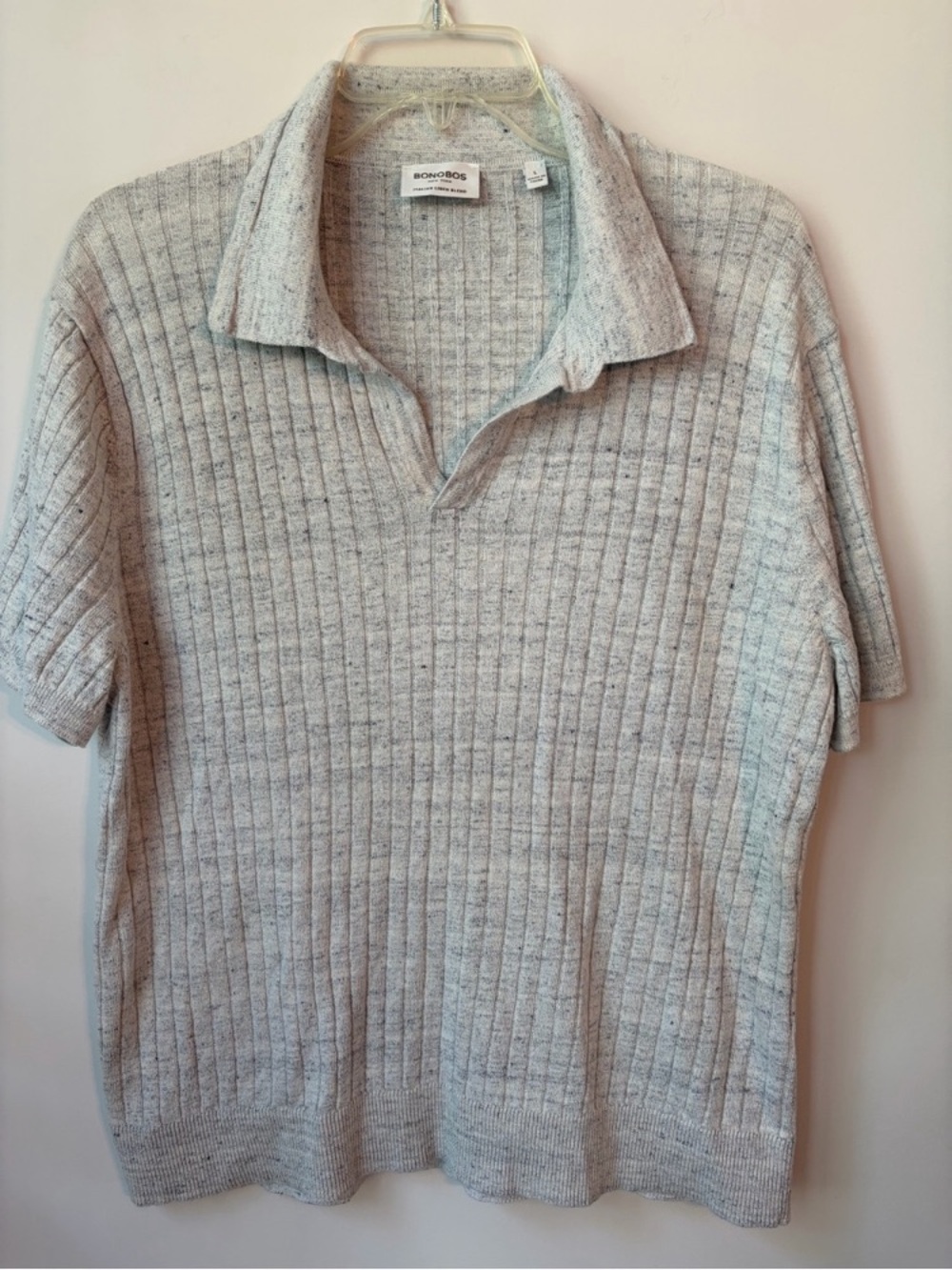Bonobos ribbed linen polo shirt heathered gray